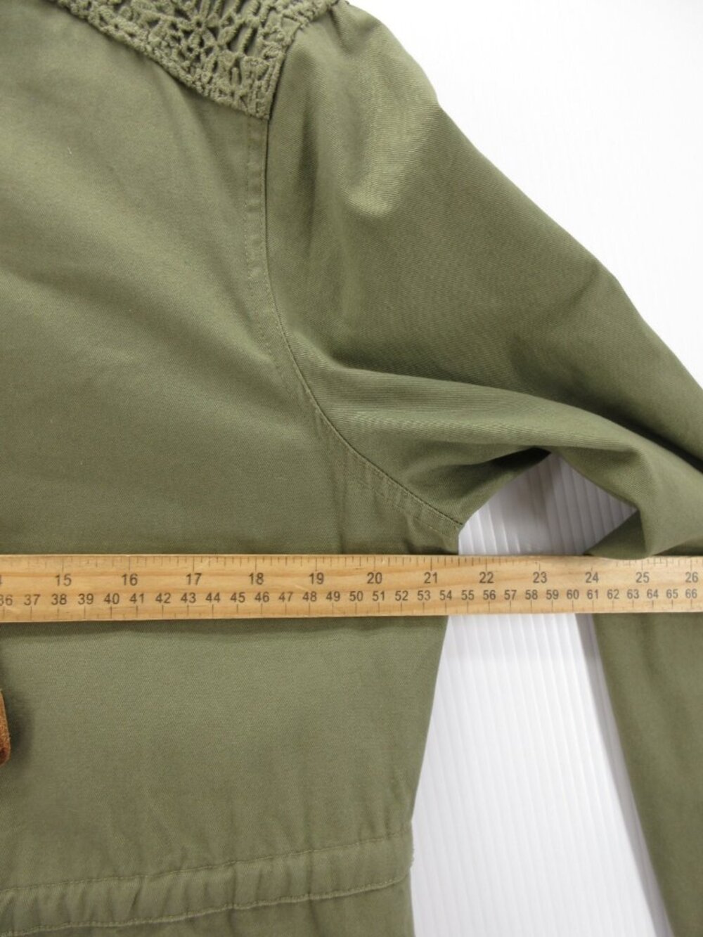 Sundance Jacket Large Olive Hoodie Crochet Lace Utility Full Zip * - Picture 6 of 12